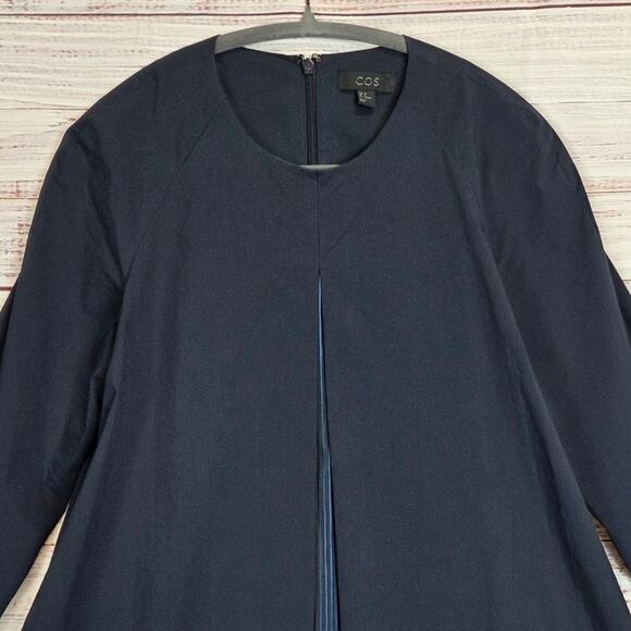 COS Navy Blue Architectural Silouette Dress 6 Zip Back Minimalist Basic Modern - Picture 5 of 16